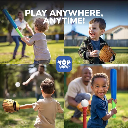 Miniatura 7 de TOY Life Juego de Tball para Niños de 3-5 y 5-8 Tball para Niños de 5-8 Bat de Tee para Niños Pequeños Set de Bate de Béisbol para Niños de 3-5
