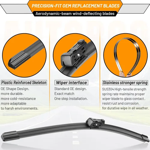Miniatura 4 de AUTOBOO Escobillas Limpiaparabrisas de repuesto de 24"+19" pulgadas para Honda CRV CR-V 2023 2024 2025 con escobilla limpiaparabrisas trasera de 10
