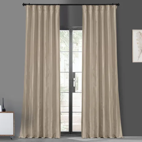 HPD Half Price Drapes - Cortinas opacas para dormitorio y sala de estar - Cortina opaca de tafetán de seda sintética 127 x 213 cm (1 panel), Beige