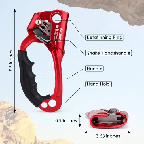 Miniatura 27 de WILDKEN Ascendedor de Mano para Escalada de Exteriores Montañismo Árbol Arborista Escalada Descenso Equipo Ascendedor de Mano para Cuerda de 8-14mm