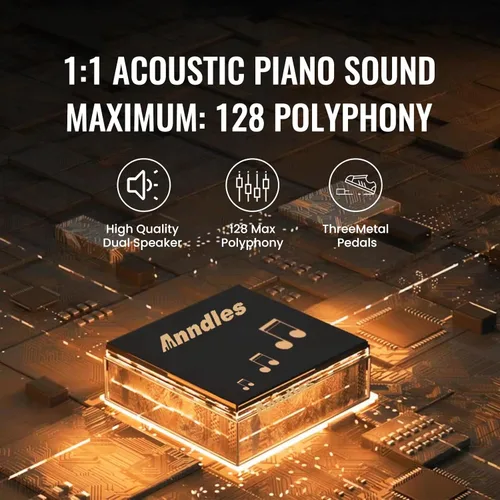Miniatura 4 de Piano Eléctrico de 88 Teclas Piano Digital Ponderado para Principiante Teclado Piano Incluye Banco de Piano, Adaptador de Corriente, Tres Pedales