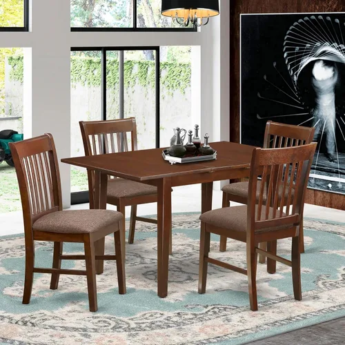Miniatura 2 de East West Furniture NOFK5-MAH-C - Juego de mesa y sillas de cocina de 5 piezas, incluye una mesa de comedor rectangular con hoja de mariposa y 4