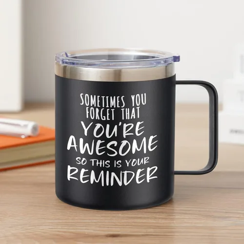 Miniatura 5 de NOWWISH Regalos Inspiradores para Hombres y Mujeres, Taza de Café "Sometimes You Forget You're Awesome", Regalos de Agradecimiento, Regalos Negro