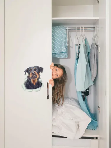 Miniatura 4 de Winston & Bear Calcomanías divertidas de pared para perros Rottweiler, paquete de 2, calcomanías 3D Rottie para paredes, automóviles, inodoro y más
