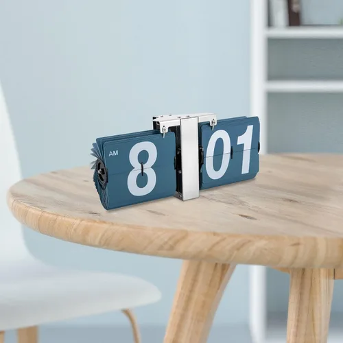 Miniatura 7 de Gdrasuya10 Reloj de escritorio digital de cuarzo, reloj abatible de pared y mesa, reloj abatible retro, reloj de pared con pantalla digital para Azul