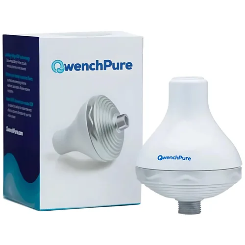 QwenchPure Filtro de ducha para cloro: alto rendimiento, 100% KDF-55, elimina el cloro y los contaminantes, suaviza y purifica el agua dura, mejora