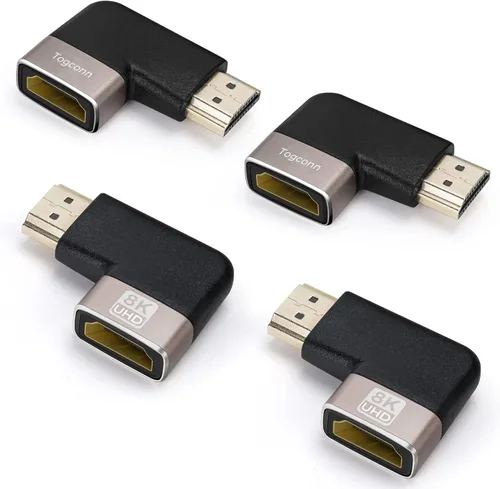 Miniatura 10 de Adaptador HDMI Plano de 8K de 90 Grados y 270 Grados Chapado en Oro Paquete de 2, Adaptador Plano Vertical HDMI Macho a Hembra en Ángulo Recto