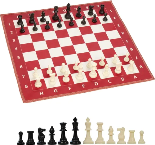 Miniatura 11 de Juego de ajedrez de 20 pulgadas para niños y adultos, alfombrilla de ajedrez plegable con 3.75 pulgadas King, 32 piezas + 2 reinas adicionales