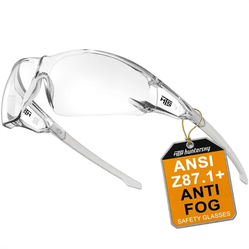 HTS HUNTERSKY ANSI Z87.1 Gafas de seguridad antivaho envolventes transparentes, gafas de laboratorio para pickleball y química con resistencia a los