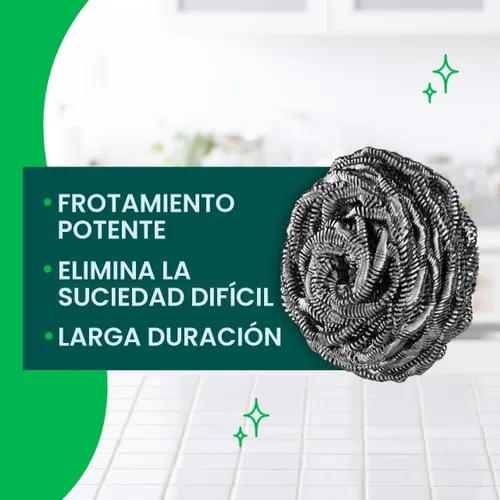 Miniatura 3 de Scotch-Brite Estropajos de Acero Inoxidable, Almohadillas de Limpieza para Suciedades Duras Incruadas, Estropajos de Metal para Limpiar Platos, 3