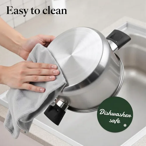 Miniatura 6 de Meythway 𝐔𝐏𝐆𝐑𝐀𝐃𝐄 Juego de ollas y sartenes de acero inoxidable no tóxico, juego de 6 piezas de utensilios de cocina con mangos de enfriamiento