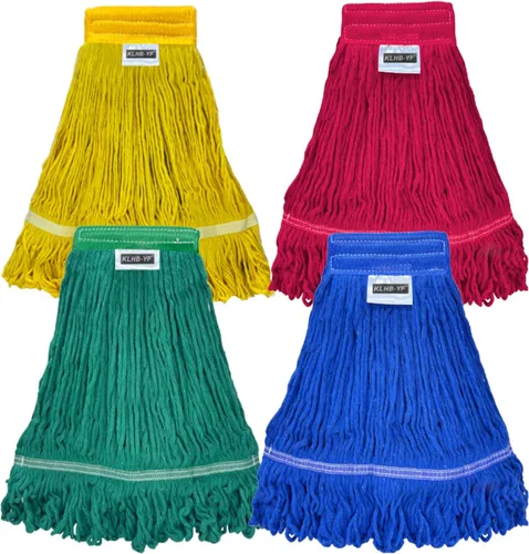 Miniatura 11 de Cabezal de trapeador industrial húmedo de alta resistencia, cabezal de trapeador amarillo de 21 onzas, de repuesto, de algodón, lavables