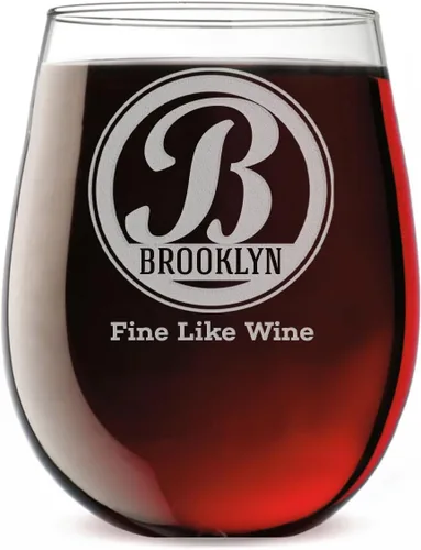 Miniatura 8 de Copa de vino personalizada sin tallo, grabada para el Día de la Madre, monograma circular, copa de vino personalizada para mamá, copas de vino