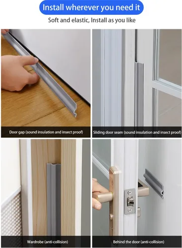 Miniatura 6 de Tira de sellado autoadhesiva para huecos de ventanas de 80 pulgadas, tira de sellado de puertas resistente al viento e insonorizada, cinta de Blanco