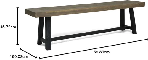 Miniatura 10 de Christopher Knight Home Toby Outdoor Banco de madera de acacia, acabado gris arenado y negro