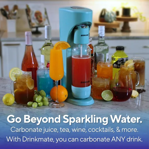 Miniatura 3 de DrinkMate OmniFizz - Fabricante de agua con gas y refrescos, carbonata cualquier bebida, cilindro de CO2 no incluido (Rojo Real)