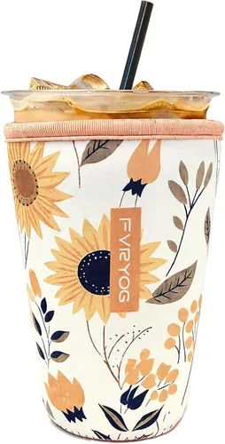 Miniatura 44 de Fundas de neopreno reutilizables aisladas para café helado, fundas para tazas de café helado, fundas para bebidas heladas y calientes