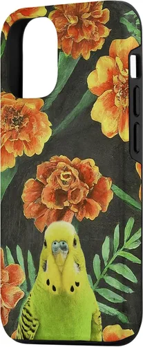 Miniatura 2 de iPhone 15 Parakeet Budgie Orange Yellow Marigolds Flower Pattern Case