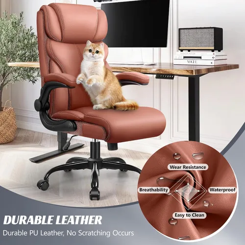 Miniatura 3 de HeroSet Silla de oficina, ergonómicas grandes y altas sillas de escritorio para computadora, silla ejecutiva de cuero transpirable con reposabrazos