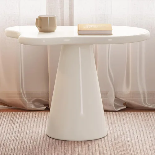 Miniatura 3 de Mesa auxiliar de forma irregular, mesa de cóctel moderna para sala de estar de espacio pequeño, mesa auxiliar con base de pedestal cónica, altura