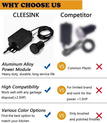 Miniatura 2 de CLEESINK - Kit de interruptor de aire para la parte superior del fregadero para eliminación de basura (2.5 pulgadas, negro)