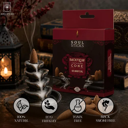 Miniatura 2 de Soul Sticks Conos de incienso de reflujo – 40 conos orgánicos hechos a mano para quemador de cascada Paquete de 4 aromas aromáticos de larga Go
