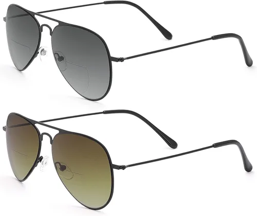 Miniatura 3 de YIMI 2 pares de lentes de sol de lectura bifocales con protección UV400, lectores de sol deportivos, lentes de bloqueo de luz azul para hombres