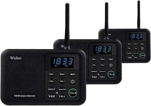 Wuloo Intercomunicadores inalámbricos para el hogar 1 milla de alcance 22 canales 100 pantalla de visualización de código digital, sistema de Negro
