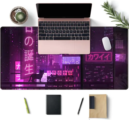 Miniatura 3 de Alfombrilla de mouse japonesa para juegos, color morado, XXL, extendida, anime, genial, grande, para teclado, mouse, alfombrilla de escritorio