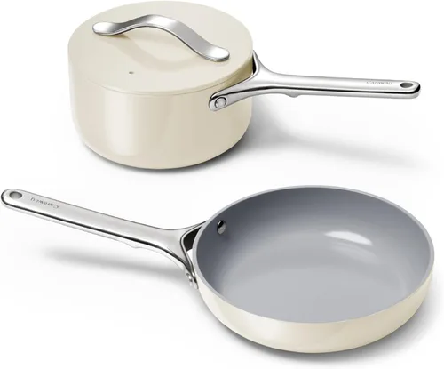 Miniatura 14 de Caraway Juego de mini utensilios de cocina, sartén antiadherente de cerámica (1.05 cuartos de galón, 8 pulgadas) (1.75 cuartos de galón) y estante