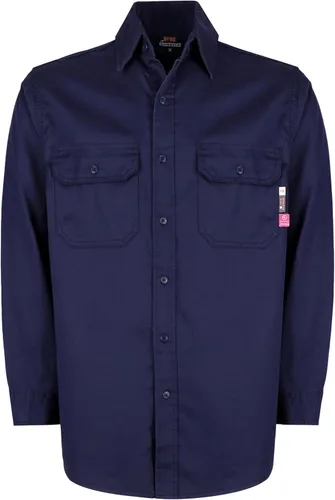 Miniatura 14 de KONRECO Camisas FR para hombre, resistentes al fuego, camisa de trabajo con botones, 100% algodón, 6.5 onzas, camisas de soldadura ligeras