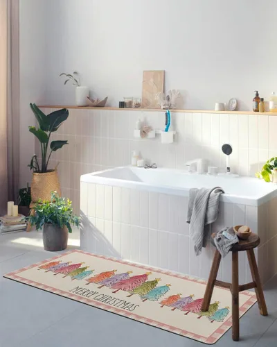 Miniatura 5 de Tapete de baño de Navidad a cuadros para bañera, antideslizante, de secado rápido y absorbente, tierra de diatomeas, fregadero, dormitorio, cocina