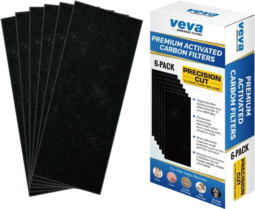 VEVA Reemplazo de prefiltro compatible con purificador de aire Hamilton Beach 04383, 04384, 04386, paquete de 6 filtros de carbono eliminadores de
