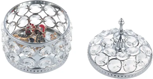 Miniatura 7 de Feyarl Joyero de cristal, organizador de joyas, caja de anillos, caja del tesoro, superficie de espejo de recuerdo con tapa para San Valentín, boda