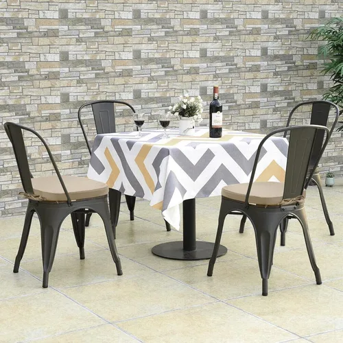 Miniatura 6 de GUEGLSA Cojines de asiento impermeables para exteriores, 14 x 14 pulgadas, almohadilla de metal antideslizante con lazos, cojín para silla