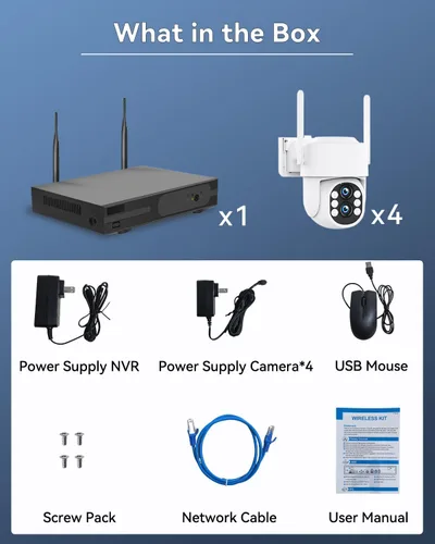 Miniatura 8 de Sistema de cámara de seguridad inalámbrica para exteriores: lente dual 6MP 10X Zoom híbrido Auto-Track PTZ 4PCS 4K 10CH DVR con 1TB HDD