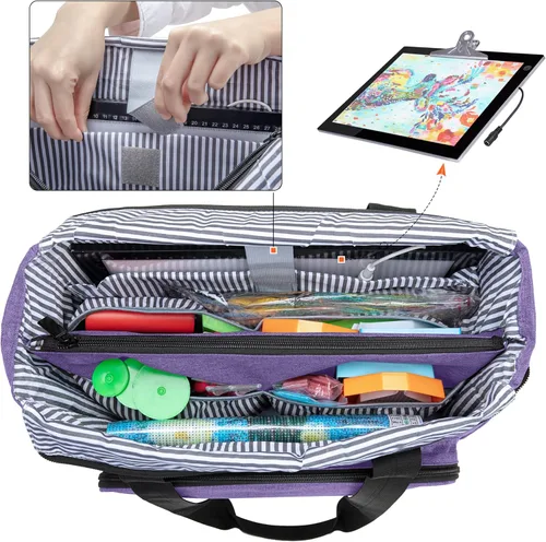 Miniatura 3 de LUXJA Estuche de transporte para almohadilla de luz A4 y accesorios de pintura de diamante, bolsa de almacenamiento para herramientas de pintura