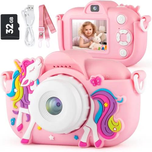 Miniatura 15 de MAVOKIS Cámara digital para niños de 3 a 8 años, cámara 1080P para niños con tarjeta SD de 32 GB, juguetes para niñas de 6 a 9 años, regalos
