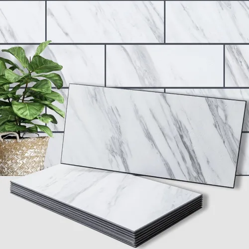 Miniatura 11 de AULIGET 20 piezas de azulejos de pared de piedra sintética ligera para despegar y pegar, 6 x 12 pulgadas, PVC para cocina, baño, lavandería, cámper