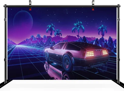Miniatura 3 de Telón de fondo para automóvil Cyberpunk de 5 x 3 pies, estilo retro futurista, estilo punk, coche de carreras, automóvil de carreras punk, fondo