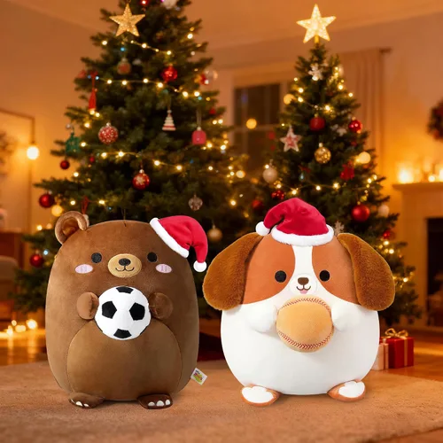 Miniatura 4 de Onsoyours Animal de Peluche Original de Perro Beagle Navideño con Gorro de Béisbol de Santa - Juguete de Peluche de Cachorro Deportivo Suave de 12