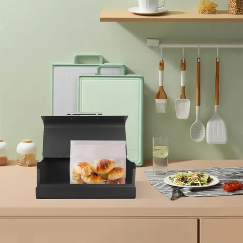 Miniatura 5 de Angoily Cubierta de contenedor de pan multifunción de metal para encimera de cocina, mantiene los productos horneados frescos durante más tiempo