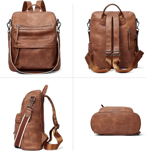Miniatura 6 de BROMEN Mochila para mujer diseño de cuero bolso de hombro grande para mujer con carteras de mujer