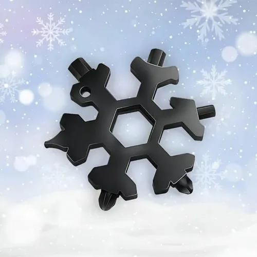 Miniatura 12 de Sakerplus Multiherramienta de copo de nieve 18 en 1, multiherramienta compacta de acero inoxidable para uso diario, aventuras al aire libre