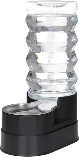 Miniatura 20 de RIZZARI Dispensador de agua grande para perros: 8L de gravedad elevada en negro, dispensador automático de acero inoxidable con cepillo Perla