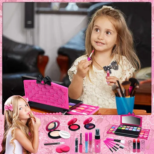 Miniatura 3 de Kit de maquillaje para niños para niñas, kit de maquillaje real, juguetes para niñas pequeñas y no tóxicos, juego de princesa para niños, regalo