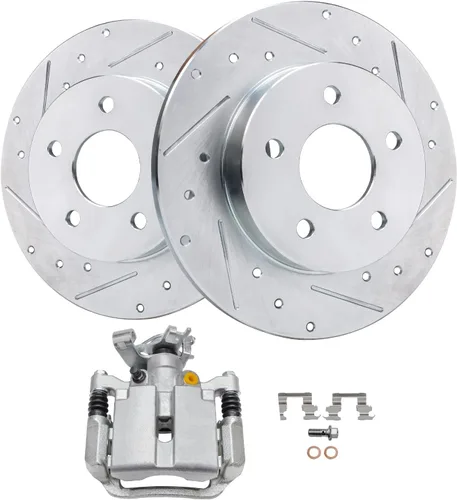 Miniatura 21 de Detroit Axle - Rotores de freno delanteros perforados y ranurados + repuesto de pinza de freno lateral del conductor para Honda Odyssey Acura MDX
