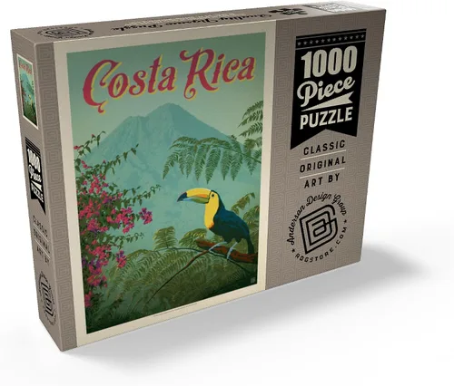 Miniatura 2 de MyPuzzle Costa Rica: Toucan in The Jungle, póster vintage, rompecabezas premium de 1000 piezas para adultos