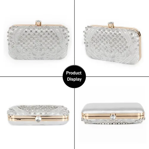 Miniatura 6 de DA BODAN - Bolso de noche para mujer, estilo vintage, con cuentas y lentejuelas y perlas, bolso de hombro para boda, novia, fiesta de graduación