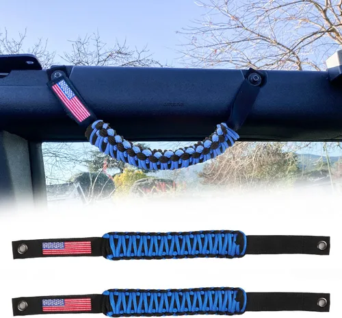 Miniatura 16 de Asas de agarre para barra antivuelco, mango de agarre de paracaídas para accesorios Ford Bronco 2021+, con diseño de bandera de EE. UU., paquete
